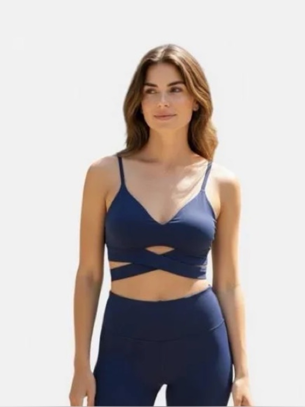 NWT Lululemon V-neck Crossover Underband Bra | size 8 | Gatsby blue